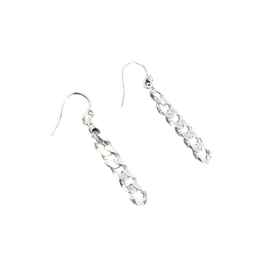 Curb Chain Dangle Earrings Sterling Silver