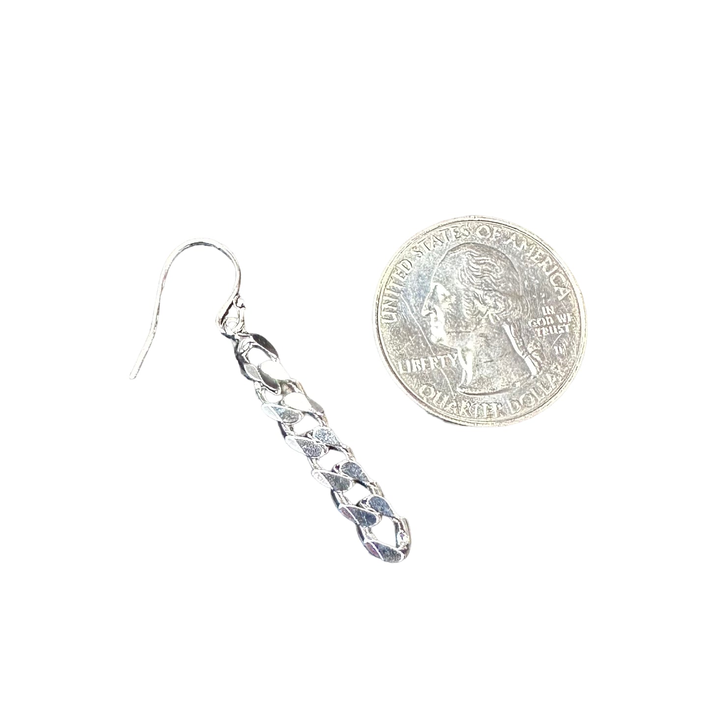 Curb Chain Dangle Earrings Sterling Silver