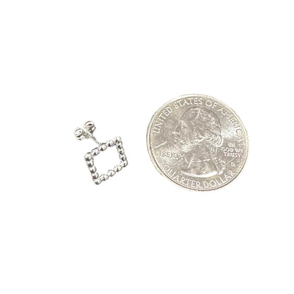 Beaded Square Post Earrings Sterling Silver