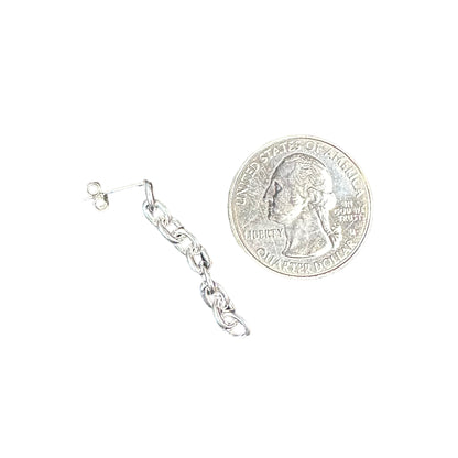 Chain Link Dangle Earrings Sterling Silver