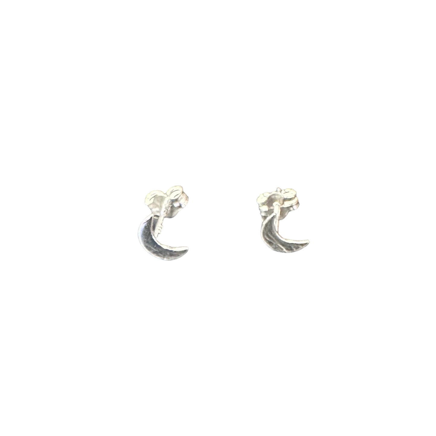 Crescent Moon Stud Earrings Sterling Silver