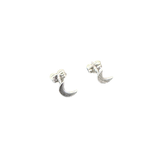 Crescent Moon Stud Earrings Sterling Silver