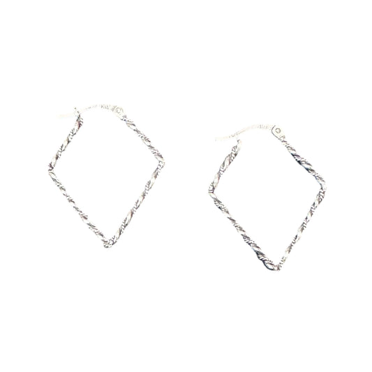 Fancy Rope Diamond Hinged Earrings Sterling Silver