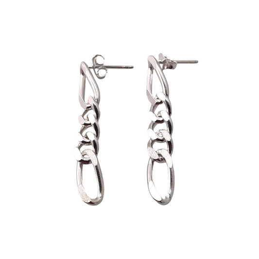 Figaro 6mm Chain Post Earrings Sterling Silver
