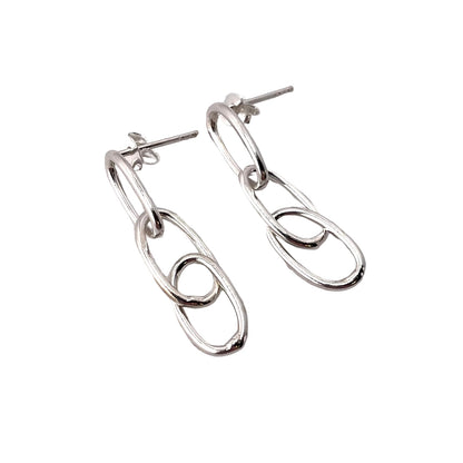 Oval Link Post Earrings Sterling Silver