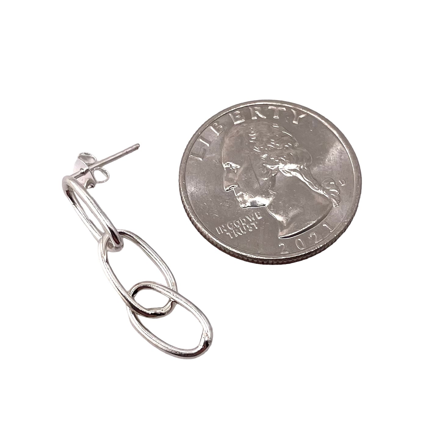 Oval Link Post Earrings Sterling Silver