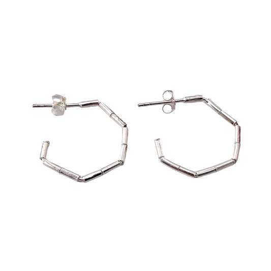 Geometric Open Hoop Earrings Sterling Silver