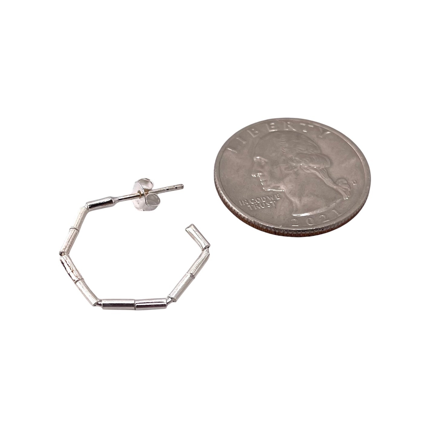 Geometric Open Hoop Earrings Sterling Silver