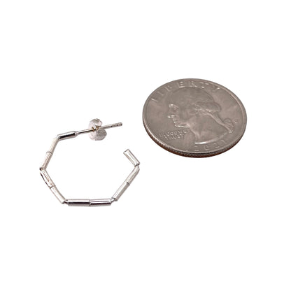 Geometric Open Hoop Earrings Sterling Silver