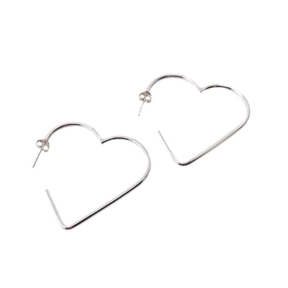 Heart Hoop Earrings Sterling Silver