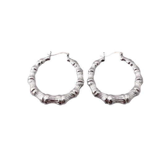 Bamboo 40mm Hoop Earrings Sterling Silver