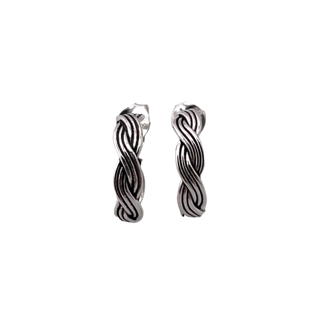 Weave Post Hoop Earrings Sterling Silver