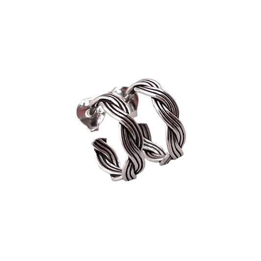 Weave Post Hoop Earrings Sterling Silver