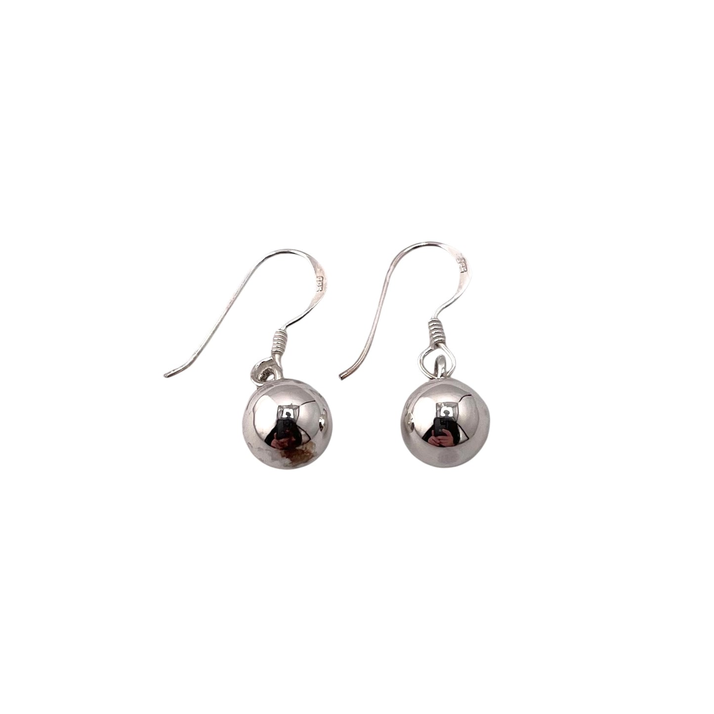 Bead Ball 8mm Earrings Sterling Silver