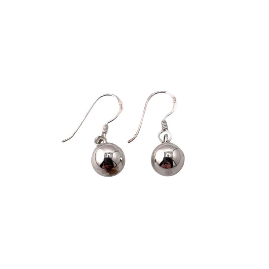 Bead Ball 8mm Earrings Sterling Silver