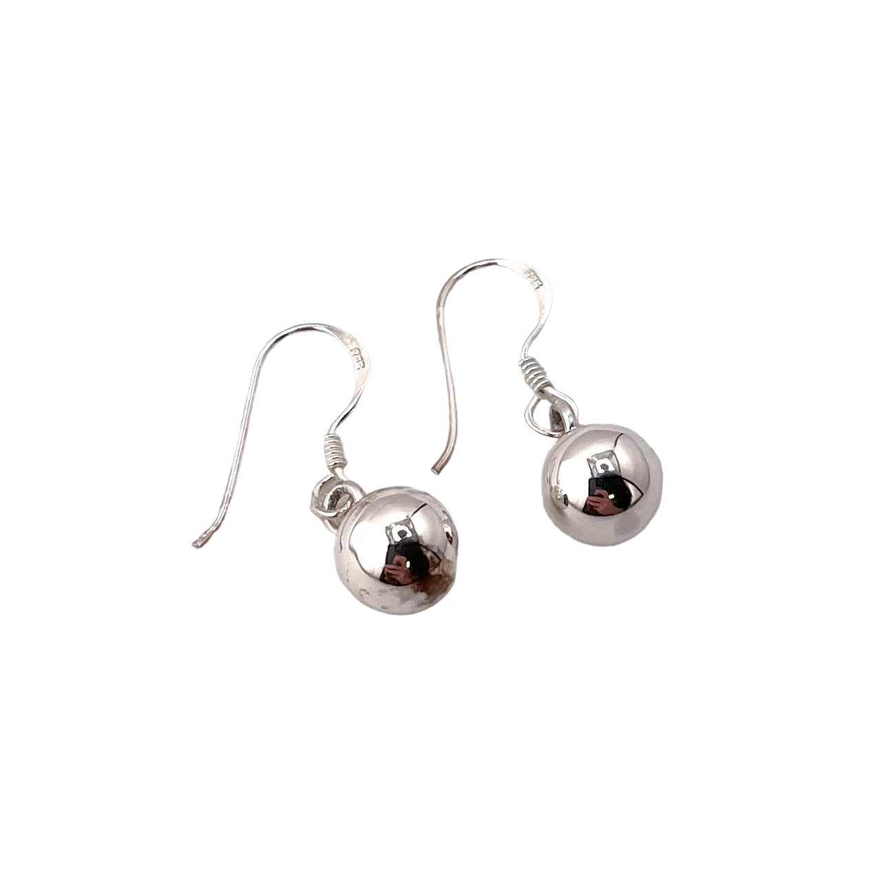 Bead Ball 8mm Earrings Sterling Silver