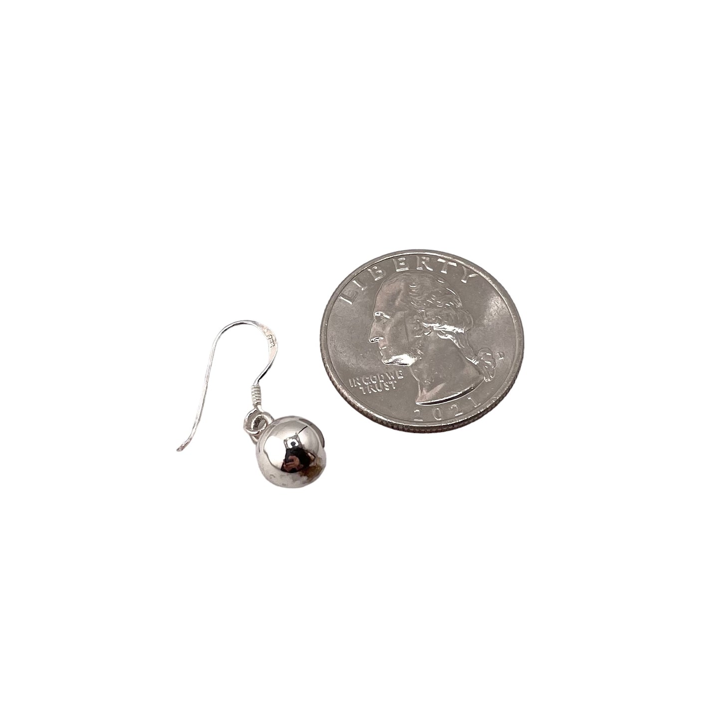 Bead Ball 8mm Earrings Sterling Silver