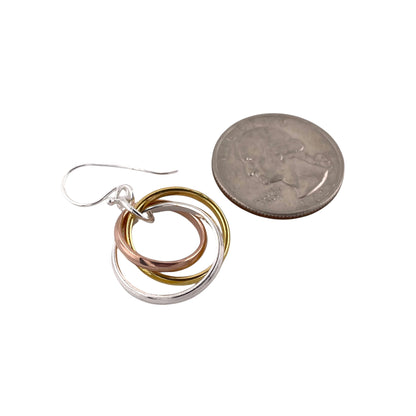 Tri-Tone Eternity Earrings Sterling Silver
