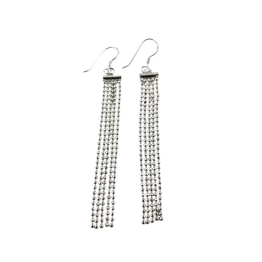 Bead Diamond Cut Chandelier Earrings Sterling Silver