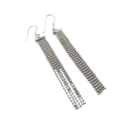 Bead Diamond Cut Chandelier Earrings Sterling Silver