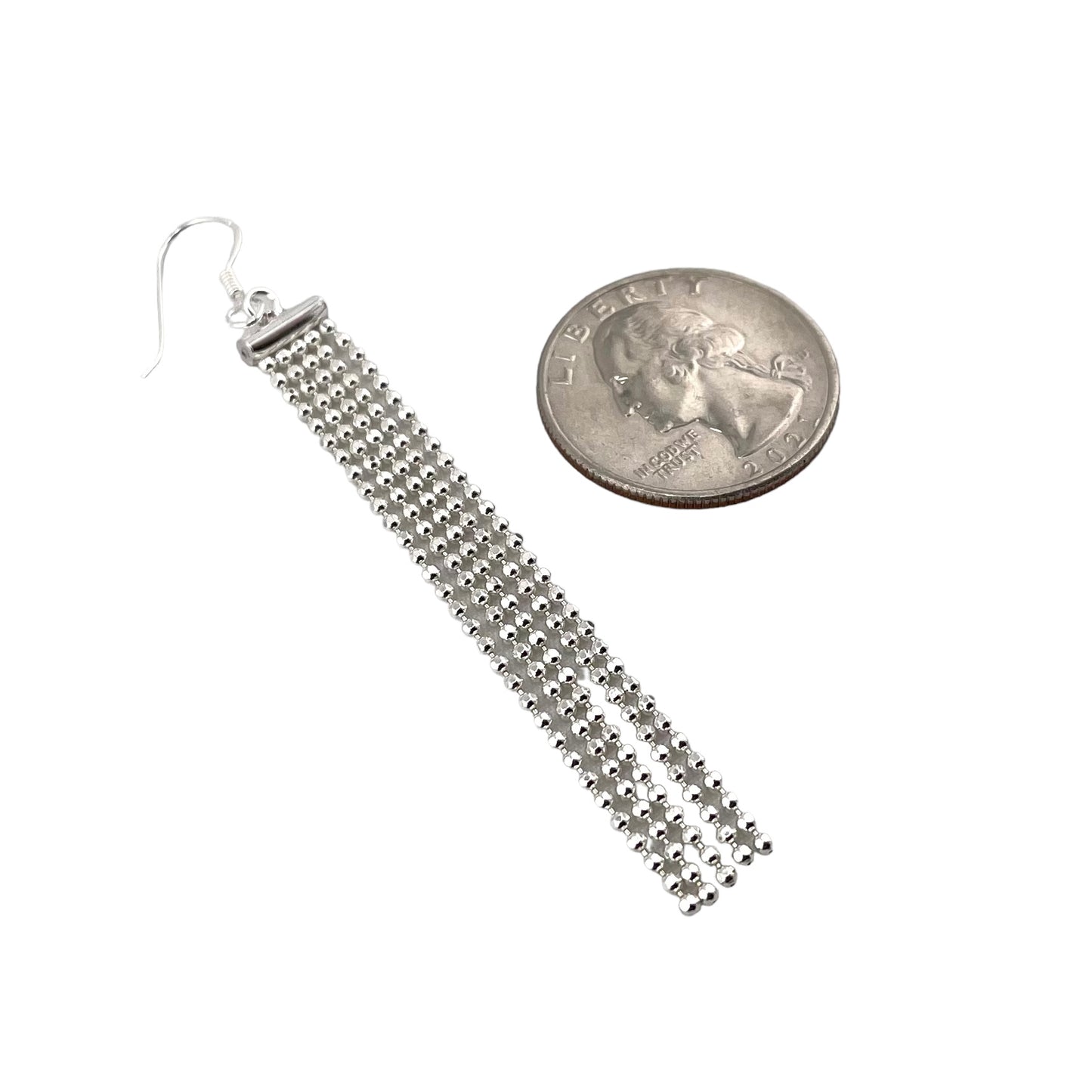 Bead Diamond Cut Chandelier Earrings Sterling Silver