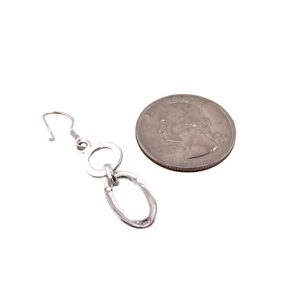 Oval Circle Link Earrings Sterling Silver