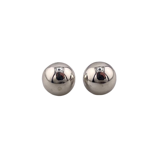 Half Bead 10mm Post Earrings Sterling Silver