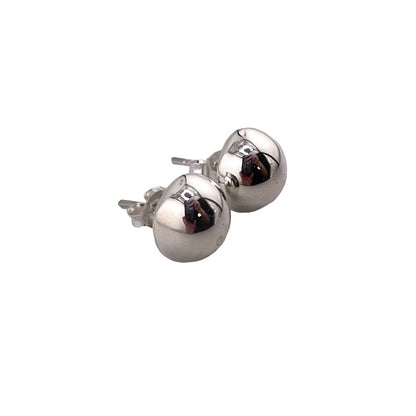 Half Bead 10mm Post Earrings Sterling Silver