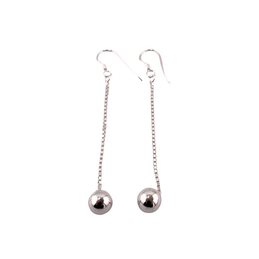 Box Bead Drop Earrings Sterling Silver