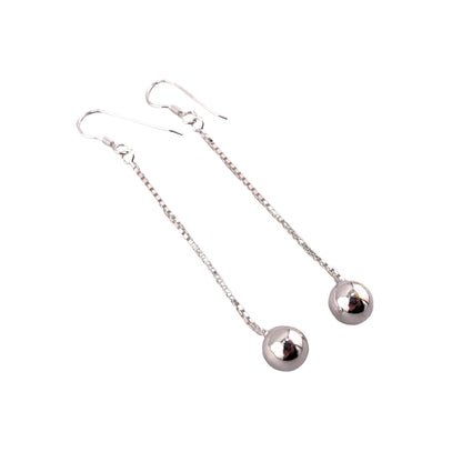Box Bead Drop Earrings Sterling Silver