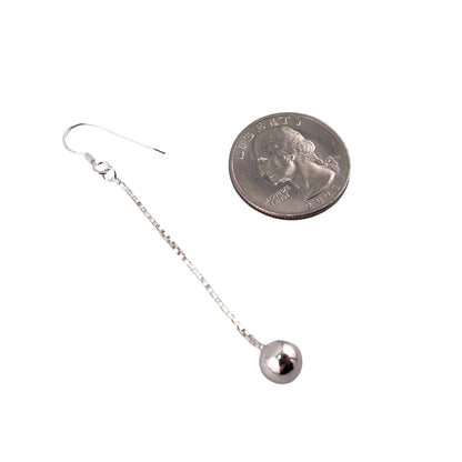Box Bead Drop Earrings Sterling Silver