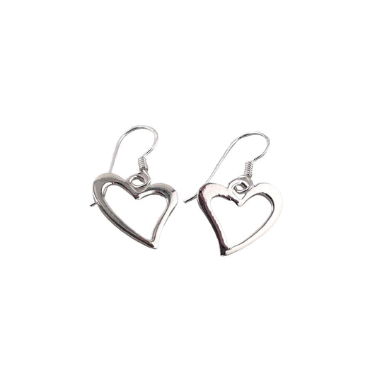 Heart Dangle Earrings Sterling Silver