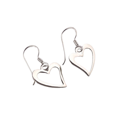 Heart Dangle Earrings Sterling Silver