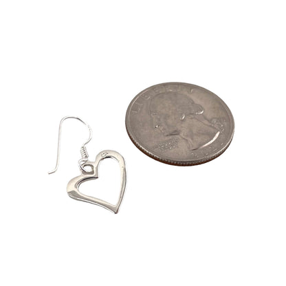 Heart Dangle Earrings Sterling Silver