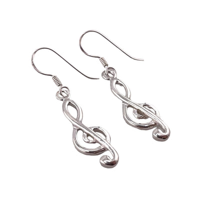 Music Note Dangle Earrings Sterling Silver
