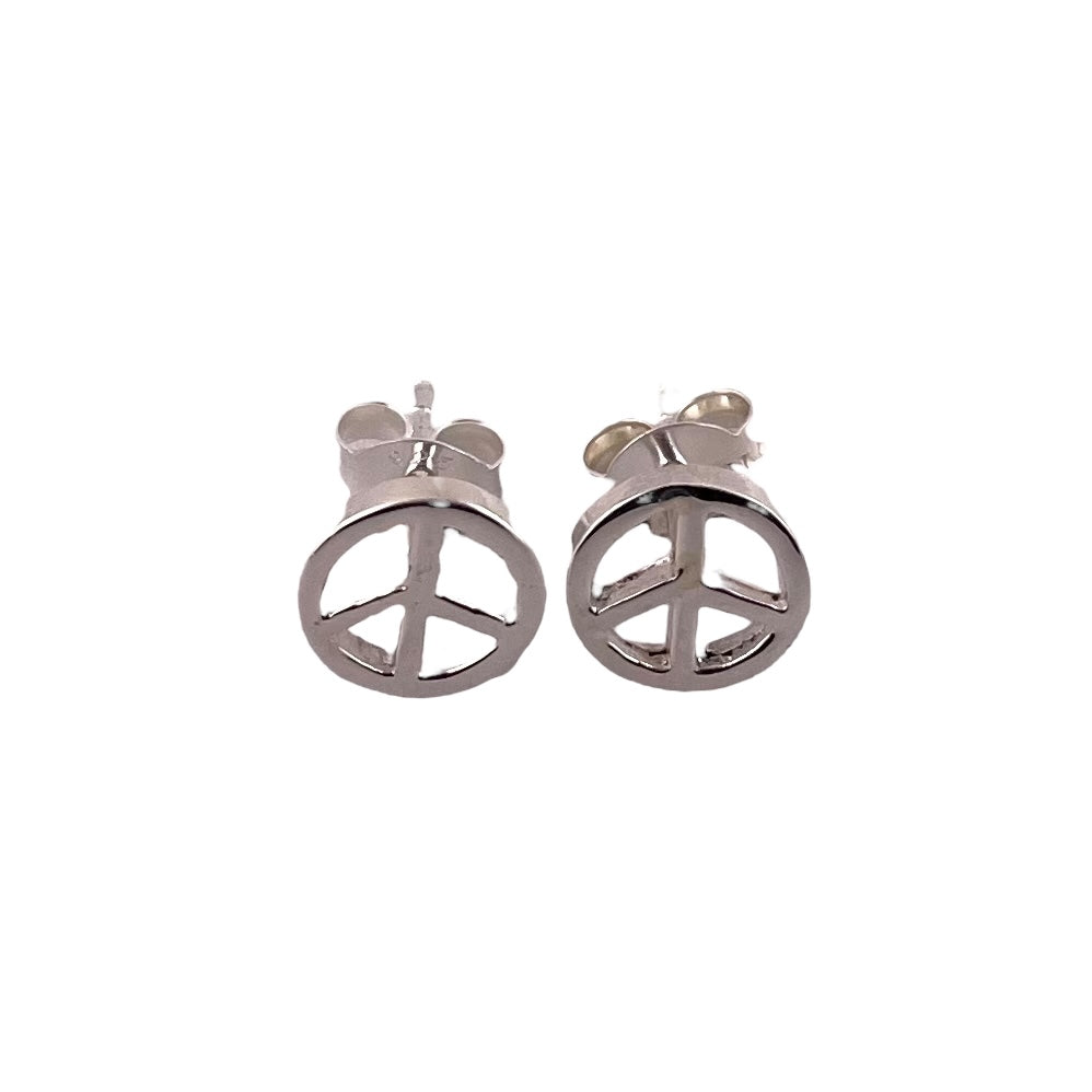 Peace Sign Stud Earrings Sterling Silver