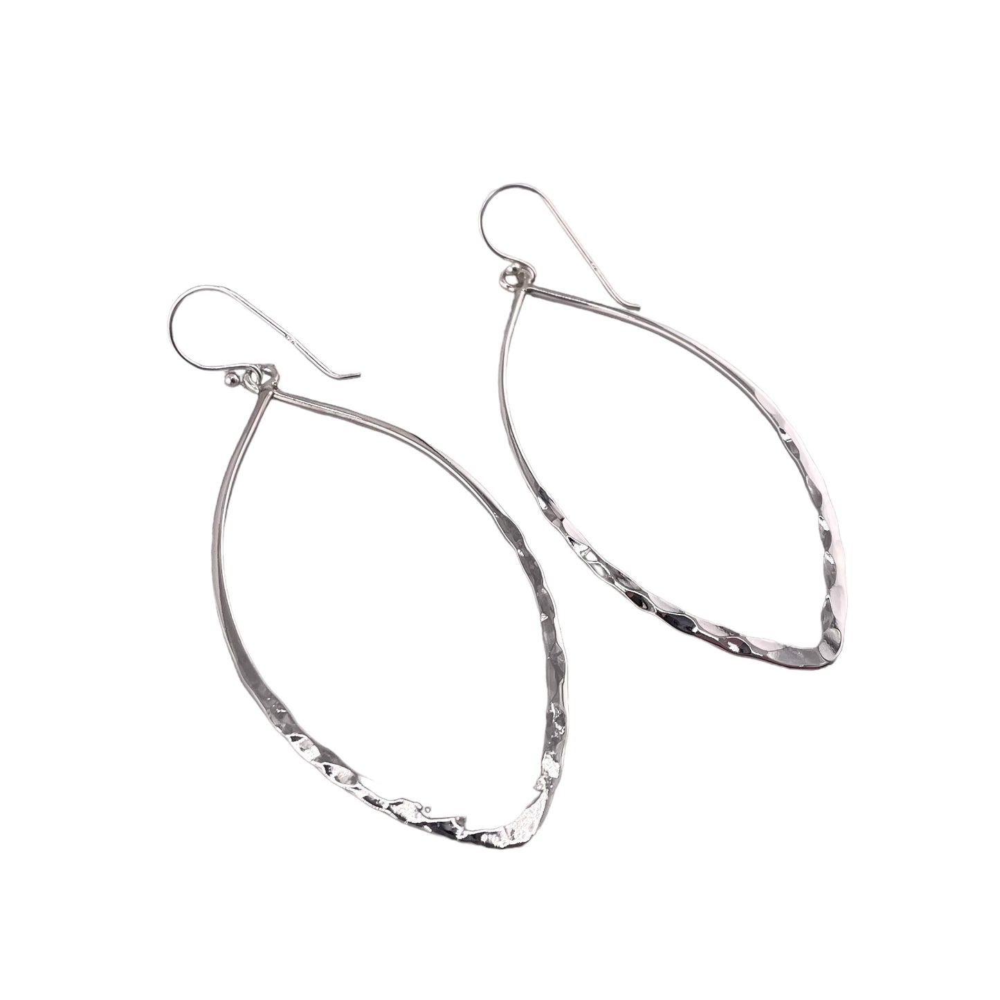 Hammered Fashion Dangle Earrings Sterling Silver