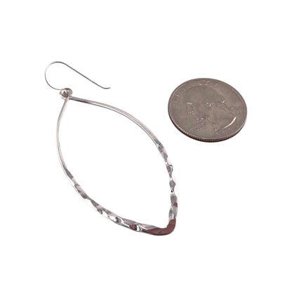Hammered Fashion Dangle Earrings Sterling Silver