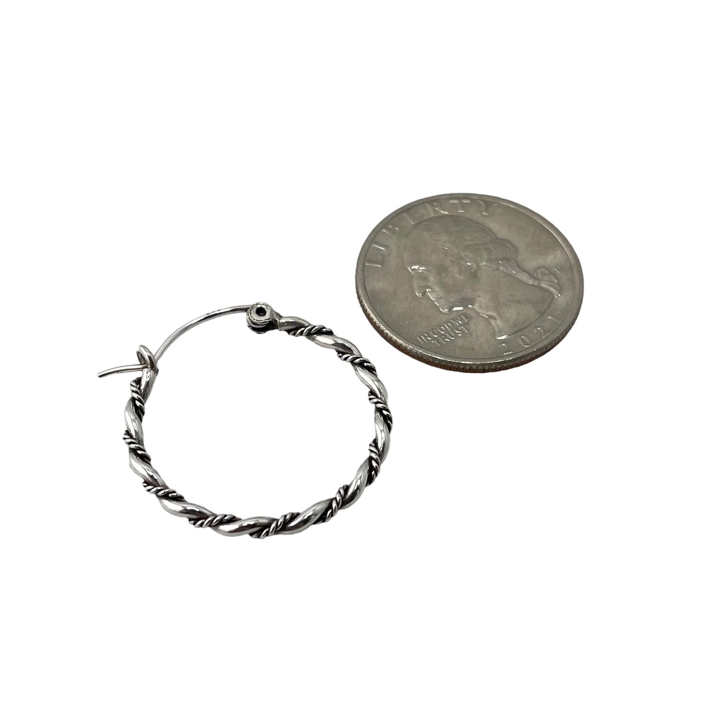 Rope Twist 25mm Hinged Hoop Earrings Sterling Silver