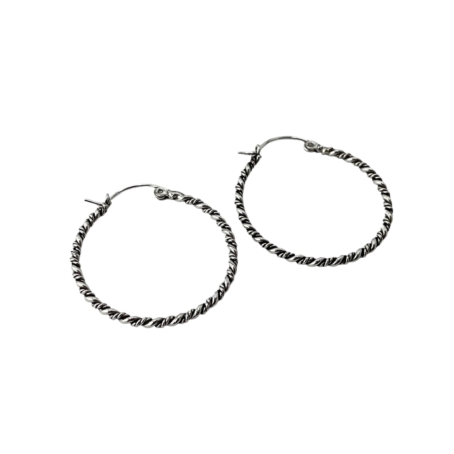 Rope Twist 35mm Hinged Hoop Earrings Sterling Silver