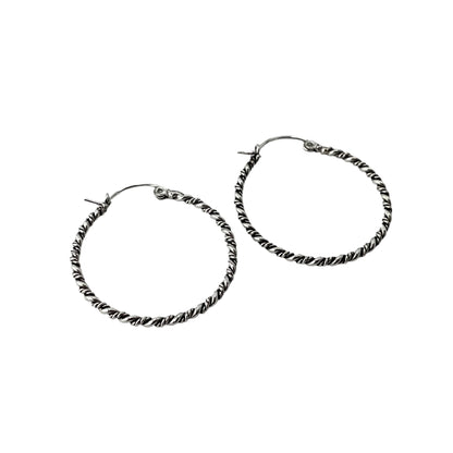 Rope Twist 35mm Hinged Hoop Earrings Sterling Silver