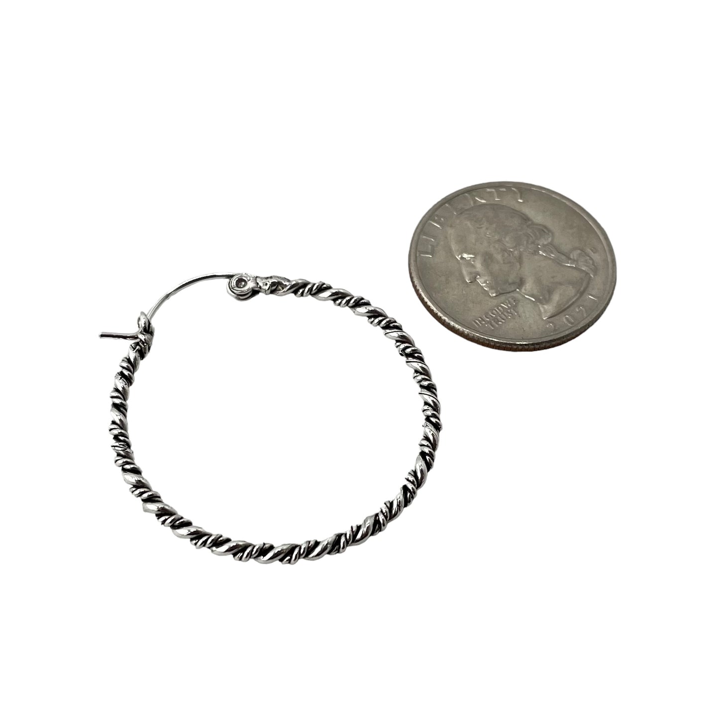 Rope Twist 35mm Hinged Hoop Earrings Sterling Silver