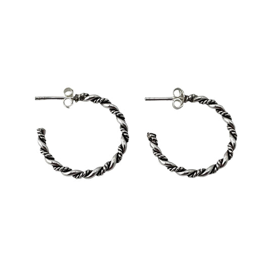 Rope Twist 25mm Open Hoop Earrings Sterling Silver