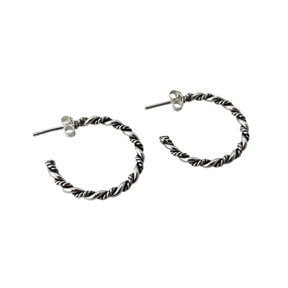 Rope Twist 25mm Open Hoop Earrings Sterling Silver