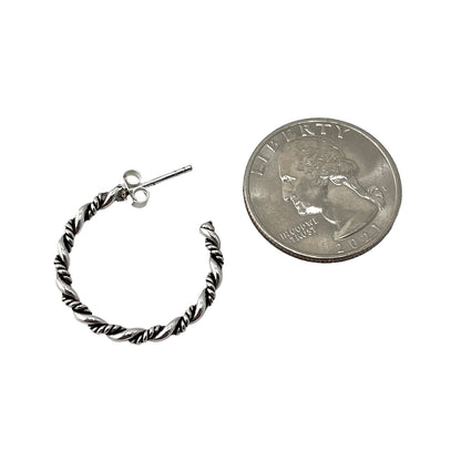 Rope Twist 25mm Open Hoop Earrings Sterling Silver