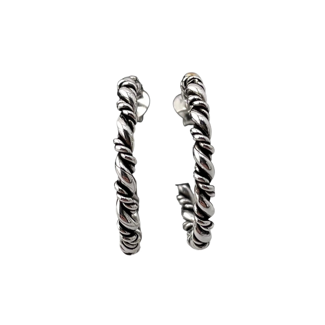 Rope Twist 25mm Open Hoop Earrings Sterling Silver
