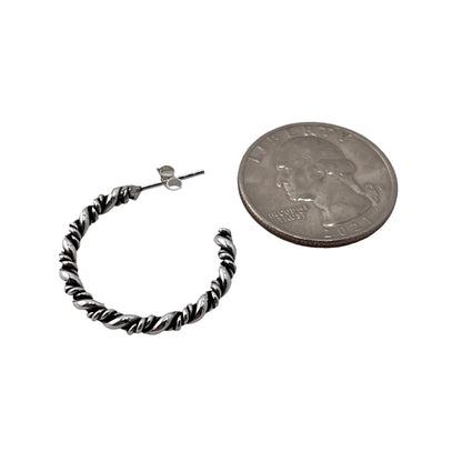 Rope Twist 25mm Open Hoop Earrings Sterling Silver