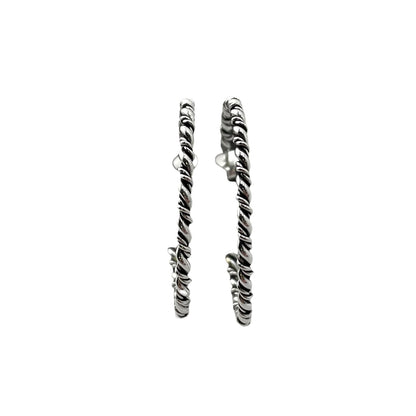 Rope Twist 35mm Open Hoop Earrings Sterling Silver