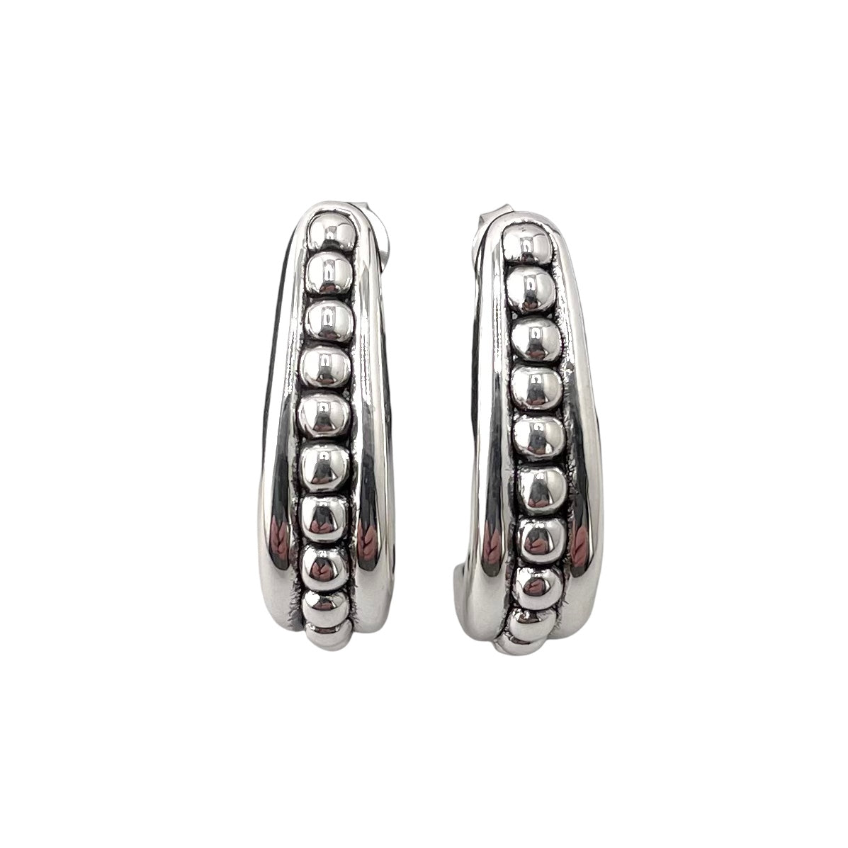Bead Dot Row Post Earrings Sterling Silver