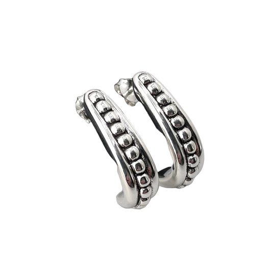 Bead Dot Row Post Earrings Sterling Silver